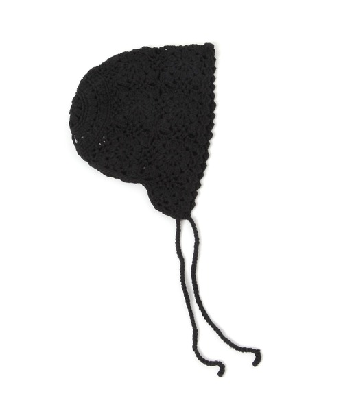 LEPSIM（レプシィム）の「クロシェボンネット　636649（ニットキャップ/ビーニー・レディース・ブラック/アイボリー・ONE SIZE）」の3枚目の写真