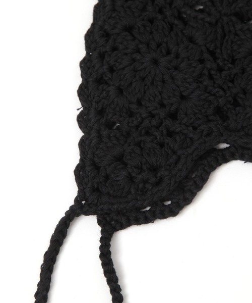 LEPSIM（レプシィム）の「クロシェボンネット　636649（ニットキャップ/ビーニー・レディース・ブラック/アイボリー・ONE SIZE）」の6枚目の写真