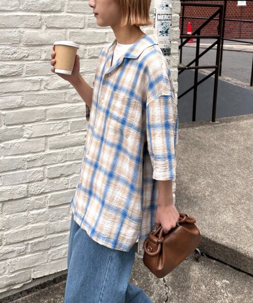 CIAOPANIC TYPY(チャオパニックティピー)の「【ユニセックス】接触冷感テックリネンオープンカラーシャツ(シャツ/ブラウス・メンズ・ベージュ/レッド/ブラック/チャコールグレー・LARGE/MEDIUM)」の18枚目の写真