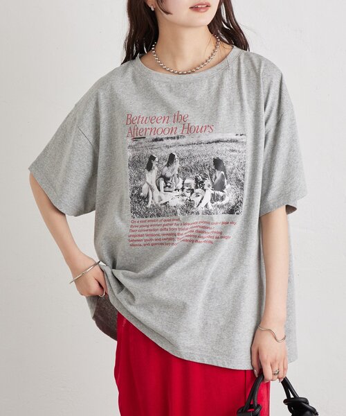 mystic(ミスティック)の「アソートプリントT(Tシャツ/カットソー・レディース・グレー/オフホワイト/ピンク・FREE)」の12枚目の写真