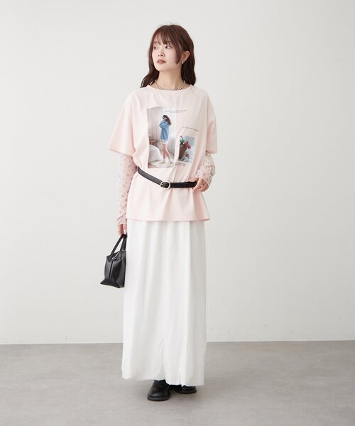 mystic(ミスティック)の「アソートプリントT(Tシャツ/カットソー・レディース・グレー/オフホワイト/ピンク・FREE)」の6枚目の写真