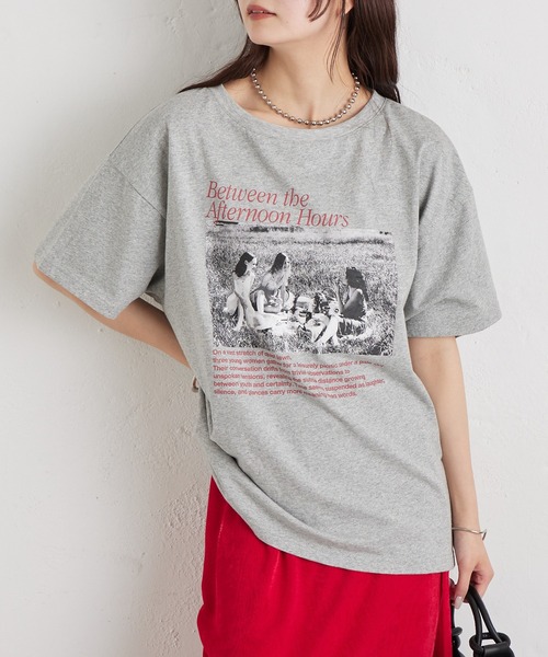 mystic(ミスティック)の「アソートプリントT(Tシャツ/カットソー・レディース・グレー/オフホワイト/ピンク・FREE)」の1枚目の写真