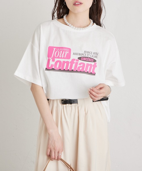 mystic(ミスティック)の「アソートプリントT(Tシャツ/カットソー・レディース・グレー/オフホワイト/ピンク・FREE)」の2枚目の写真