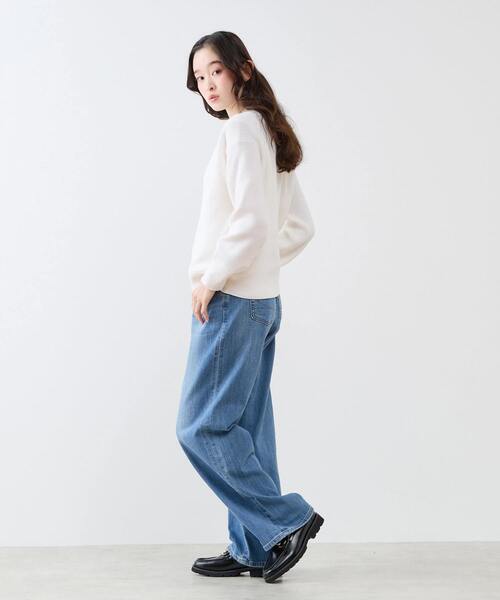 LOGEMENT DE CLAIRE（ロジュモンドクレール）の「Vネック片畦プルオーバー（ニット/セーター・レディース・ホワイト/ライトベージュ/カーキ・FREE）」の6枚目の写真