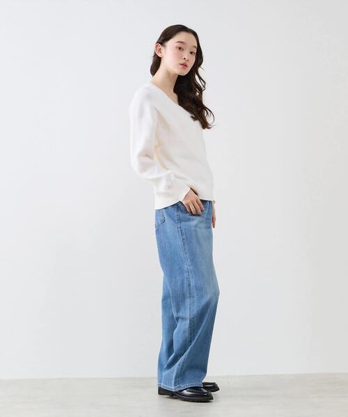 LOGEMENT DE CLAIRE（ロジュモンドクレール）の「Vネック片畦プルオーバー（ニット/セーター・レディース・ホワイト/ライトベージュ/カーキ・FREE）」の12枚目の写真