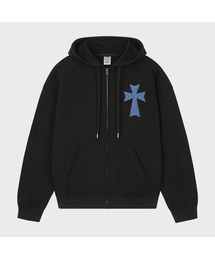 GRAVER（グレーバー）の「[ユニセックス]ドットクロス刺繍フードジップアップ_2カラー（パーカー）」