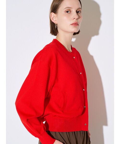 ELENDEEK(エレンディーク)の「ニットブルゾン(カーディガン/ボレロ・レディース・オフホワイト/ブラック/レッド・FREE)」の3枚目の写真