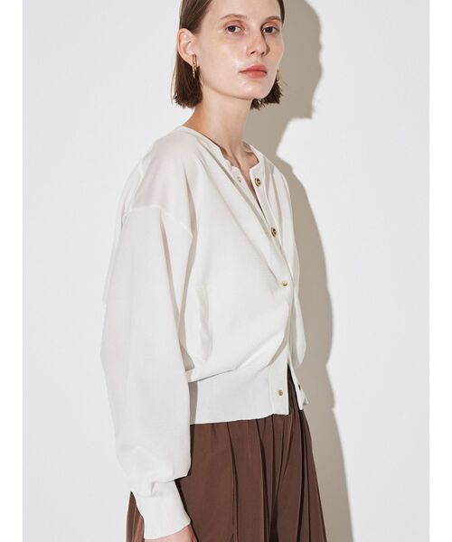 ELENDEEK(エレンディーク)の「ニットブルゾン(カーディガン/ボレロ・レディース・オフホワイト/ブラック/レッド・FREE)」の5枚目の写真