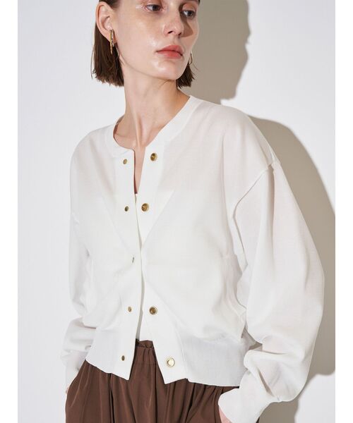 ELENDEEK(エレンディーク)の「ニットブルゾン(カーディガン/ボレロ・レディース・オフホワイト/ブラック/レッド・FREE)」の15枚目の写真