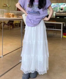 VIBGYOR（ヴィブジョー）の「Chiina /ティアードチュールスカート（スカート）」