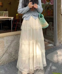 VIBGYOR（ヴィブジョー）の「Chiina /ティアードチュールスカート（スカート）」