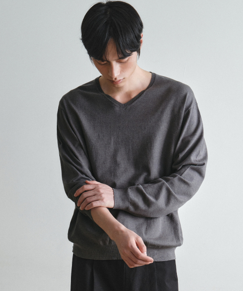 Woc‑shovable minimal V‑neck knit — коричневый (WC26‑KN20)