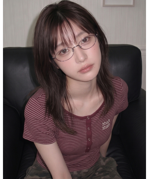 muahmuah（ムーアムーア）の「ヘンリーネック ストライプ半袖Tシャツ [5カラー]（Tシャツ/カットソー・レディース・アイボリー/ブラック/ライトブルー/グレー/バーガンディー・FREE）」の22枚目の写真