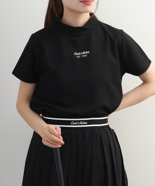 CECIL McBEE(セシルマクビー)の「Checkered mock neck チェカード モックネック 半袖Tシャツ(Tシャツ/カットソー・レディース・ネイビー/ブラック・M/S)」の5枚目の写真