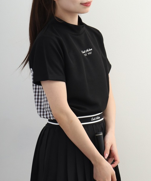 CECIL McBEE(セシルマクビー)の「Checkered mock neck チェカード モックネック 半袖Tシャツ(Tシャツ/カットソー・レディース・ネイビー/ブラック・M/S)」の6枚目の写真