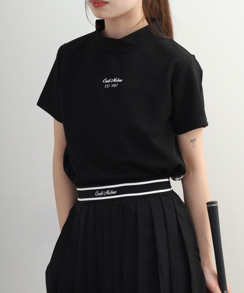 CECIL McBEE(セシルマクビー)の「Checkered mock neck チェカード モックネック 半袖Tシャツ(Tシャツ/カットソー・レディース・ネイビー/ブラック・M/S)」の7枚目の写真