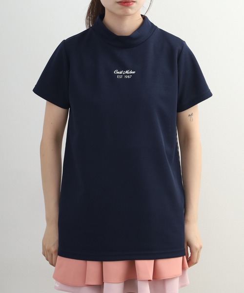 CECIL McBEE(セシルマクビー)の「Checkered mock neck チェカード モックネック 半袖Tシャツ(Tシャツ/カットソー・レディース・ネイビー/ブラック・M/S)」の20枚目の写真