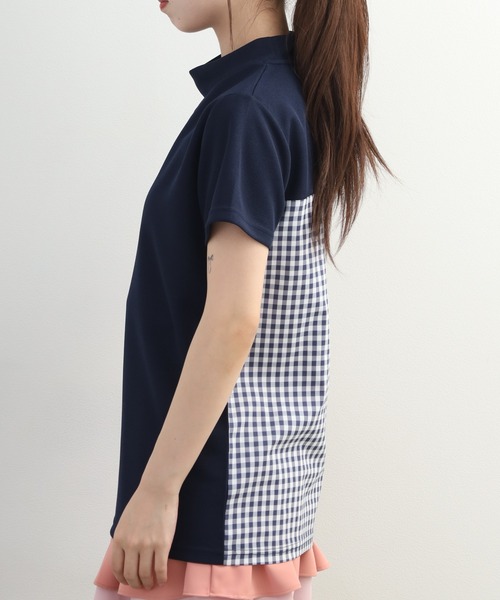 CECIL McBEE(セシルマクビー)の「Checkered mock neck チェカード モックネック 半袖Tシャツ(Tシャツ/カットソー・レディース・ネイビー/ブラック・M/S)」の21枚目の写真