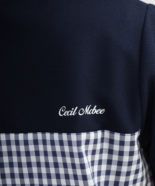 CECIL McBEE(セシルマクビー)の「Checkered mock neck チェカード モックネック 半袖Tシャツ(Tシャツ/カットソー・レディース・ネイビー/ブラック・M/S)」の3枚目の写真