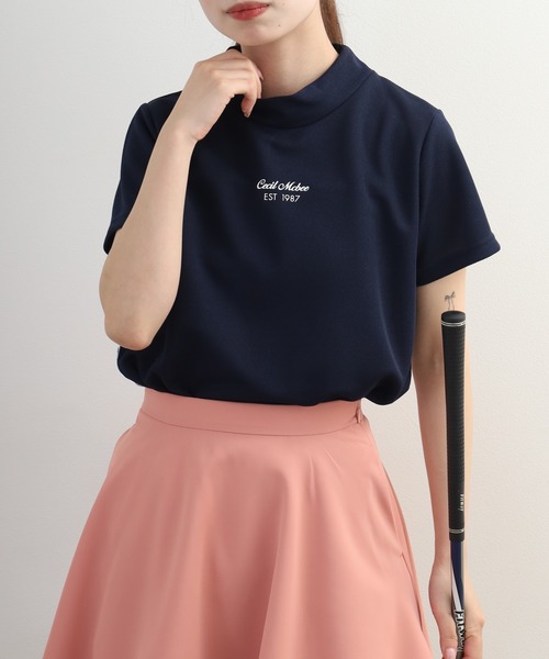 CECIL McBEE(セシルマクビー)の「Checkered mock neck チェカード モックネック 半袖Tシャツ(Tシャツ/カットソー・レディース・ネイビー/ブラック・M/S)」の13枚目の写真