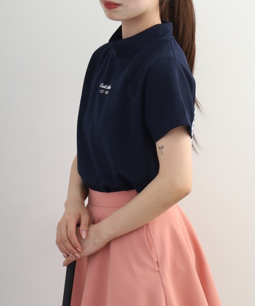 CECIL McBEE(セシルマクビー)の「Checkered mock neck チェカード モックネック 半袖Tシャツ(Tシャツ/カットソー・レディース・ネイビー/ブラック・M/S)」の14枚目の写真