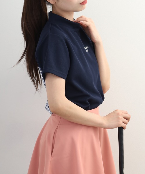 CECIL McBEE(セシルマクビー)の「Checkered mock neck チェカード モックネック 半袖Tシャツ(Tシャツ/カットソー・レディース・ネイビー/ブラック・M/S)」の15枚目の写真
