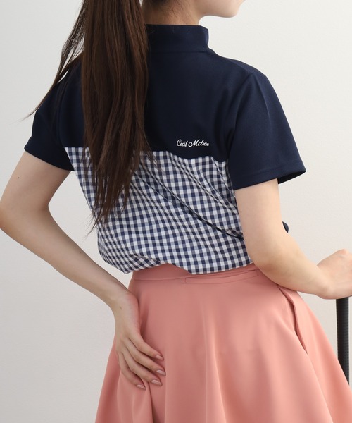 CECIL McBEE(セシルマクビー)の「Checkered mock neck チェカード モックネック 半袖Tシャツ(Tシャツ/カットソー・レディース・ネイビー/ブラック・M/S)」の17枚目の写真