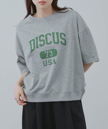 DISCUS カレッジロゴプリント 半袖Tシャツ