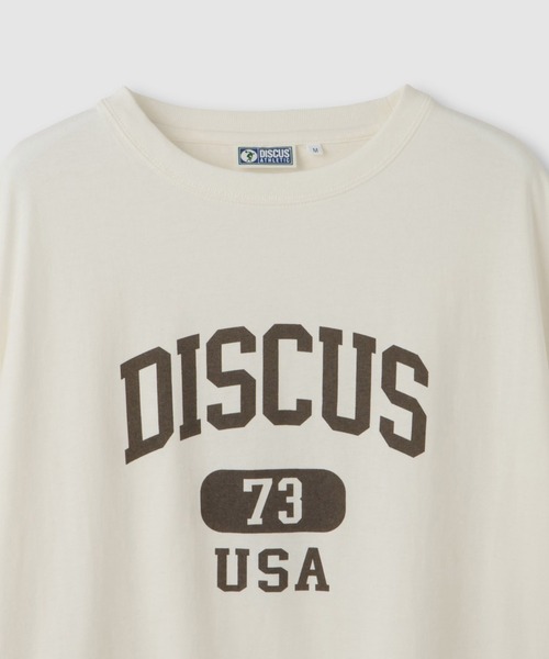 DISCUS（ディスカス）の「DISCUS　カレッジロゴプリント  半袖Tシャツ（Tシャツ/カットソー・レディース・ホワイト/ブラック/ライトブルー/杢グレー・M/L）」の6枚目の写真
