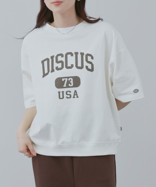 DISCUS（ディスカス）の「DISCUS　カレッジロゴプリント  半袖Tシャツ（Tシャツ/カットソー・レディース・ホワイト/ブラック/ライトブルー/杢グレー・M/L）」の15枚目の写真