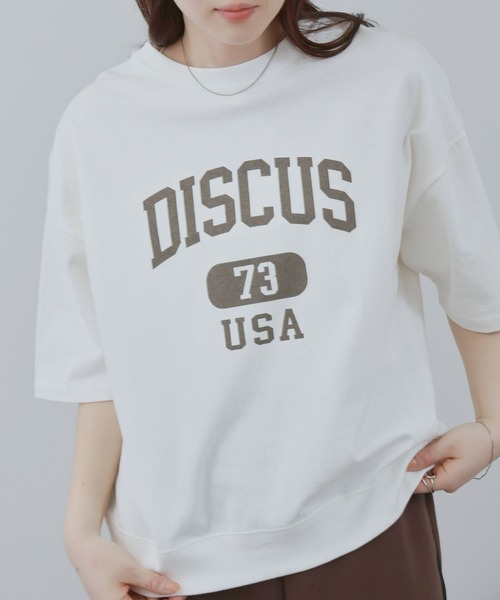 DISCUS（ディスカス）の「DISCUS　カレッジロゴプリント  半袖Tシャツ（Tシャツ/カットソー・レディース・ホワイト/ブラック/ライトブルー/杢グレー・M/L）」の14枚目の写真