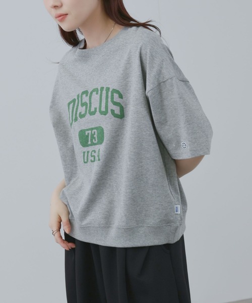 DISCUS（ディスカス）の「DISCUS　カレッジロゴプリント  半袖Tシャツ（Tシャツ/カットソー・レディース・ホワイト/ブラック/ライトブルー/杢グレー・M/L）」の11枚目の写真
