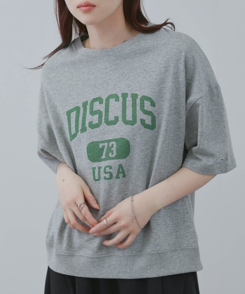 DISCUS（ディスカス）の「DISCUS　カレッジロゴプリント  半袖Tシャツ（Tシャツ/カットソー・レディース・ホワイト/ブラック/ライトブルー/杢グレー・M/L）」の10枚目の写真
