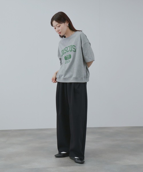 DISCUS（ディスカス）の「DISCUS　カレッジロゴプリント  半袖Tシャツ（Tシャツ/カットソー・レディース・ホワイト/ブラック/ライトブルー/杢グレー・M/L）」の9枚目の写真