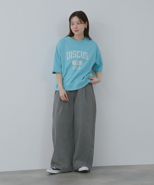 DISCUS（ディスカス）の「DISCUS　カレッジロゴプリント  半袖Tシャツ（Tシャツ/カットソー・レディース・ホワイト/ブラック/ライトブルー/杢グレー・M/L）」の21枚目の写真