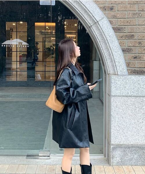 FRIVER07（フリバー07）の「Raglan leather half coat [FRSP05CT02]_Black（ライダースジャケット・レディース・ブラック・FREE）」の4枚目の写真