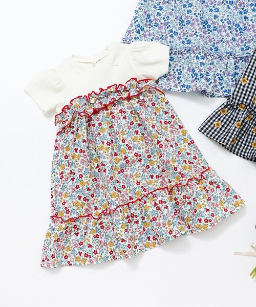 apres les cours(アプレレクール)の「【WEB限定】フラワードッキングワンピース(ワンピース・キッズ・ブラック/レインボー/ラベンダー・80/90/100/110/120/130/140)」の3枚目の写真