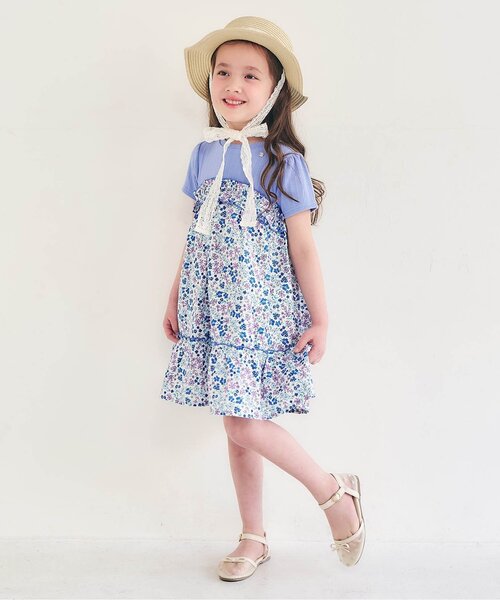 apres les cours(アプレレクール)の「【WEB限定】フラワードッキングワンピース(ワンピース・キッズ・ブラック/レインボー/ラベンダー・80/90/100/110/120/130/140)」の5枚目の写真