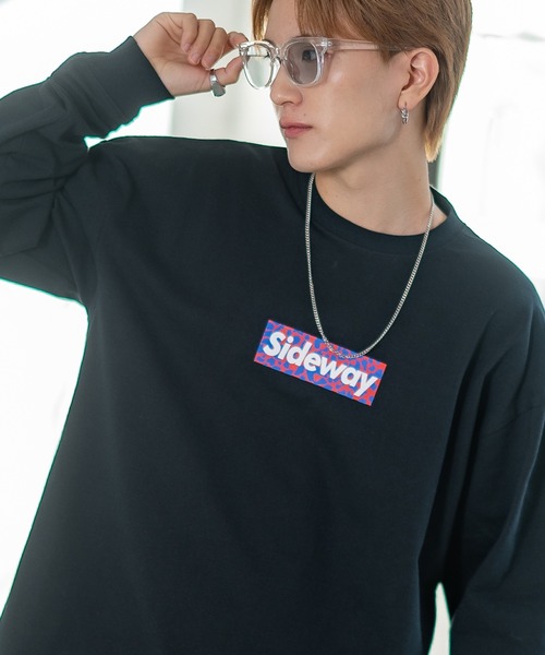En serio TOKYO(エンソリオトーキョー)の「【SIDEWAYSTANCE】レオパードボックスロゴ長袖Tシャツ 70435(Tシャツ/カットソー・メンズ・ホワイト/オートミール/ブラック・LARGE/X-LARGE/SMALL/MEDIUM)」の1枚目の写真