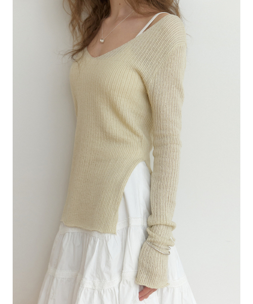 RE_L(リエル)の「Slony v slit knit (beige)(ニット/セーター・レディース・その他・FREE)」の5枚目の写真