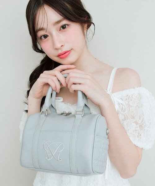 OLIVE des OLIVE（オリーブデオリーブ）の「Aimerianejoieロゴミニボストンバッグ（ボストンバッグ・レディース・ベージュ/ピンク/ブラック/サックスブルー・FREE）」の3枚目の写真