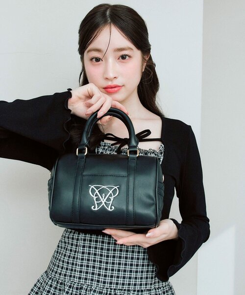 OLIVE des OLIVE（オリーブデオリーブ）の「Aimerianejoieロゴミニボストンバッグ（ボストンバッグ・レディース・ベージュ/ピンク/ブラック/サックスブルー・FREE）」の7枚目の写真