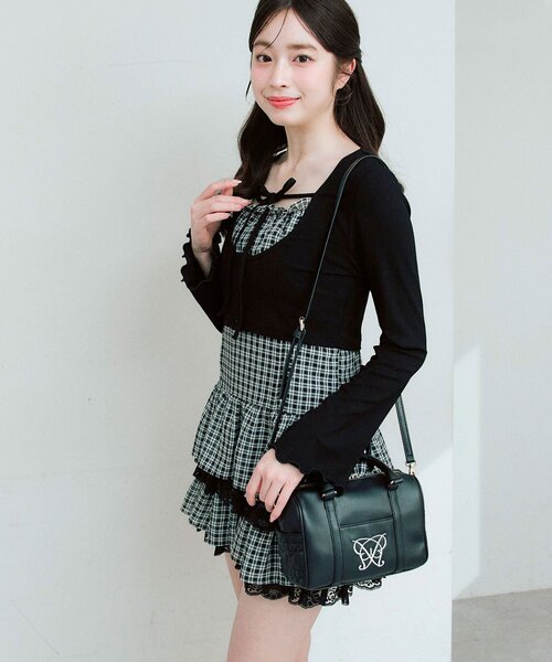 OLIVE des OLIVE（オリーブデオリーブ）の「Aimerianejoieロゴミニボストンバッグ（ボストンバッグ・レディース・ベージュ/ピンク/ブラック/サックスブルー・FREE）」の10枚目の写真