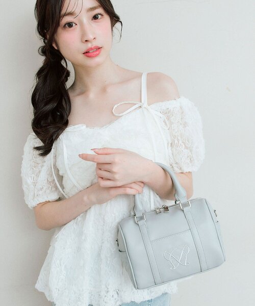 OLIVE des OLIVE（オリーブデオリーブ）の「Aimerianejoieロゴミニボストンバッグ（ボストンバッグ・レディース・ベージュ/ピンク/ブラック/サックスブルー・FREE）」の13枚目の写真