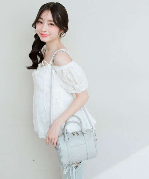 OLIVE des OLIVE（オリーブデオリーブ）の「Aimerianejoieロゴミニボストンバッグ（ボストンバッグ・レディース・ベージュ/ピンク/ブラック/サックスブルー・FREE）」の14枚目の写真