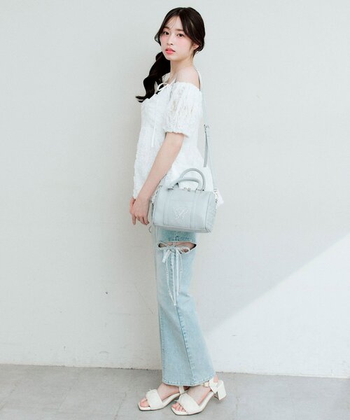 OLIVE des OLIVE（オリーブデオリーブ）の「Aimerianejoieロゴミニボストンバッグ（ボストンバッグ・レディース・ベージュ/ピンク/ブラック/サックスブルー・FREE）」の17枚目の写真