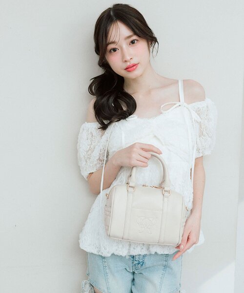 OLIVE des OLIVE（オリーブデオリーブ）の「Aimerianejoieロゴミニボストンバッグ（ボストンバッグ・レディース・ベージュ/ピンク/ブラック/サックスブルー・FREE）」の20枚目の写真