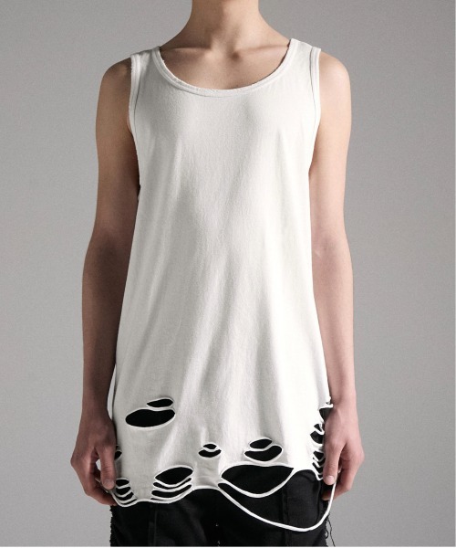 GRANCY】Damage design Cotton Sleeveless Tee / ダメージデザイン