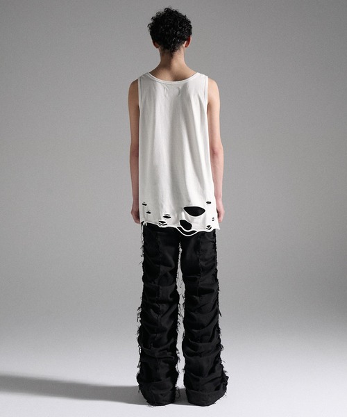 GRANCY(グランシー)の「【GRANCY】Damage design Cotton Sleeveless Tee / ダメージデザインコットンノースリーブTシャツ(タンクトップ・メンズ・グレー/ホワイト・M/S/L)」の3枚目の写真