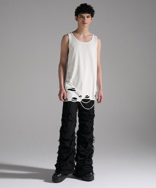 GRANCY(グランシー)の「【GRANCY】Damage design Cotton Sleeveless Tee / ダメージデザインコットンノースリーブTシャツ(タンクトップ・メンズ・グレー/ホワイト・M/S/L)」の5枚目の写真